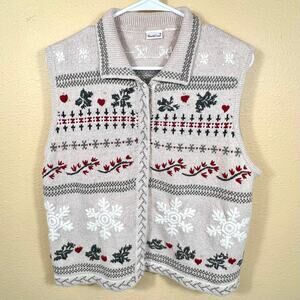 Vintage 1990's Northcrest Womens Christmas Knit Cardigan Sweater L